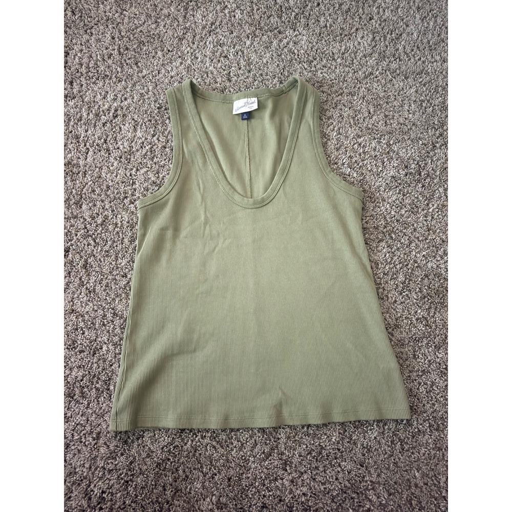 Universal Thread Olive Green Ribbed Tank Top Deep Scoop Neck Sleeveless XL